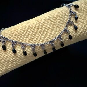 Elegant Brighton Silver with Black Teardrop Dangles Bracelet